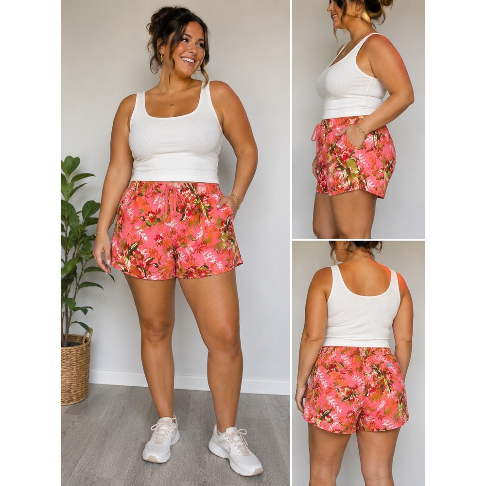 Columbia Sportswear Pink Floral Tropical Board Shorts Womens Large Hiking